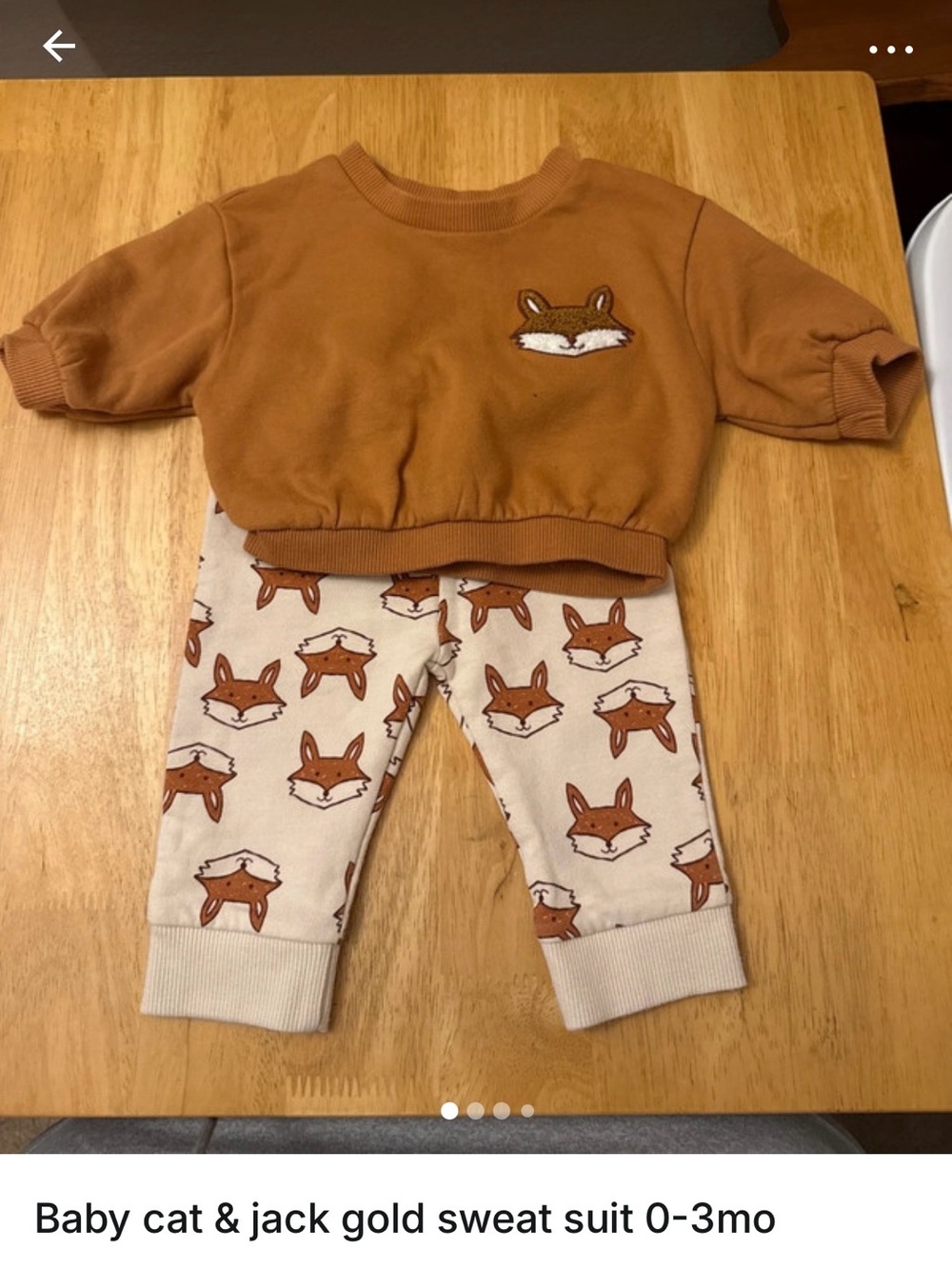 Cat & Jack Cream Leggings with Brown Fox 0-3 mo